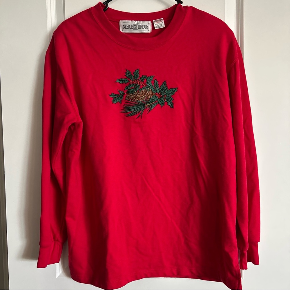Needle & Threads VINTAGE Christmas Embroidered Sweater Womens Size Medium